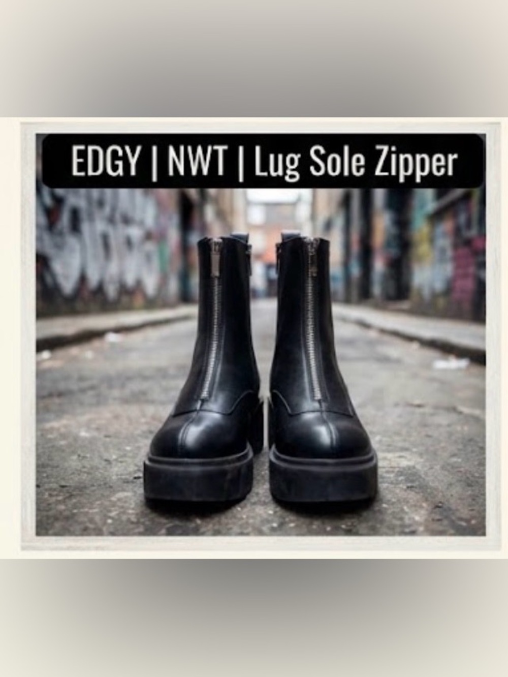 wild fable Black Lug-Sole Front-Zip Ankle Boots